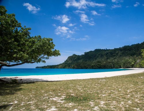 Beautiful Photo of Champagne Beach in Espiritu Santo Vanuatu with Wild Jungle Backdrop
