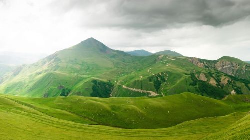 High Resolution Landscape Wallpaper with Green Mountains